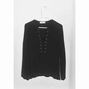 Black Lace-Up Bacio Blouse